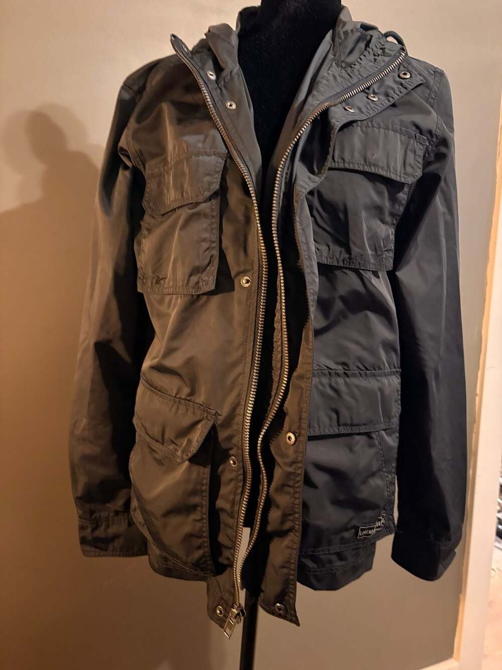 Legendary Goods Men's Black Utility Cargo Hooded Jacket Size Small